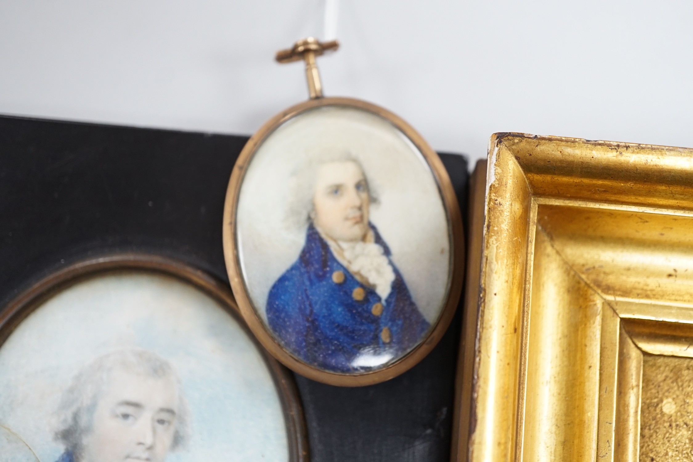A selection of three watercolour portrait miniatures on ivory relating to the Potenger Family